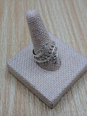 Silver Tone Fern Leaf Style Statement Ring